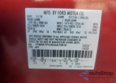 2019 Ford Explorer Limited from USA, damaged, VIN 1FM5K7FH3KGA75819